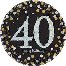 Sparkling 40th 9in Plate 8ct