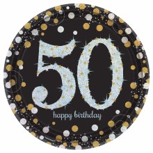 Sparkling 50th 9in Plate 8ct