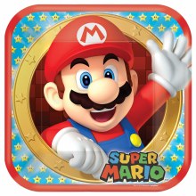 Super Mario 9in Square Plates 8ct