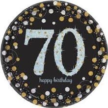 Sparkling 70th 9in Plate 8ct