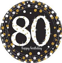 Sparkling 80th 9in Plate 8ct