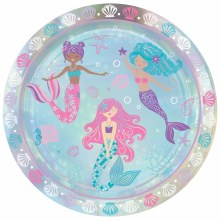 Shimmering Mermaids 9in. Iridescnet Paper Plates • 8 Count