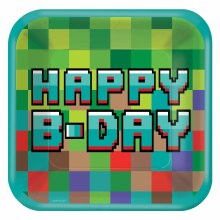 Pixel Party 9in Square Plates 8ct