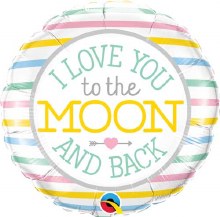 Gender Neutral, I Love You To The Moon And Back • Standard Size 18" Mylar Helium Balloon