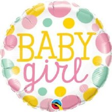 Pink, Baby Girl • Colorful Dots • Standard Size 18" Mylar Helium Balloon