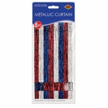 Metallic Door Curtain Red/White/Blue ~ 36" x 8'
