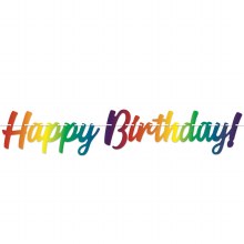 Happy Birthday Banner Rainbow Script • 4ft.