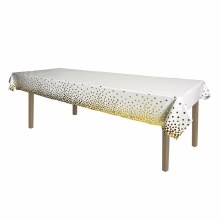 Metallic Polka Dots Tablecover White & Gold
