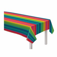 Serape Stripe Flanel-Backed Tablecover
