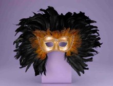Mask Venetian Gold w/Feathers