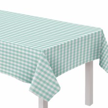 Pastel Blue Gingham Fabric Tablecover