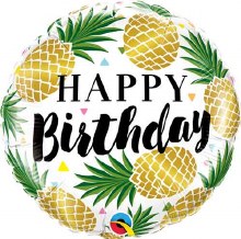 Pineapples Happy Birthday Round • Standard Size 18in. Mylar Helium Balloon