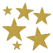 Glittered Star Cutouts Gold