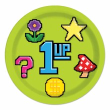 8-Bit 1UP Plates 9inch 8ct