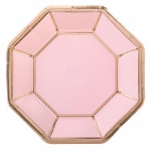 Blush Wedding Metallic Octogonal Plates