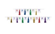 Happy Birthday Tassel Streamer Rainbow