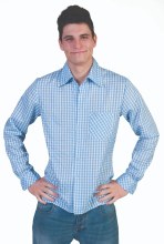 Shirt Blue/White Checkered Lg