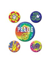 Buttons 60's Peace Party