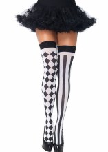 Thigh Highs Harlequin Blk/Wht