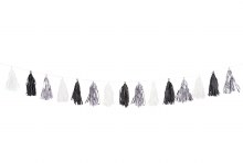 Tissue Garland Wht/Slv/Blk