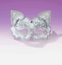 Mask Feline Fancy White and Silver