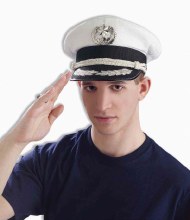 Hat Officer White w/ Silver Trim