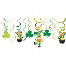 St. Patrick's Day Leprechaun Hanging Swirl Decor ~ 12 Pieces
