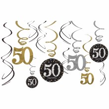Sparkling 50th Swirl Decor 12pc