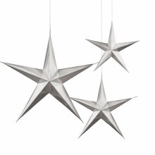 Star Hanging Silver 3pk