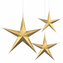 Star Hanging Gold 3pk