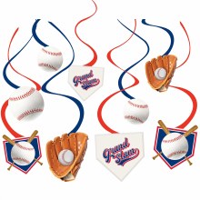 Baseball Swirl Decoration 10ct