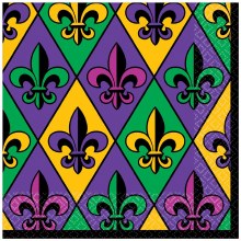 Fleur De Lis Beverage Napkins Mardis Gras