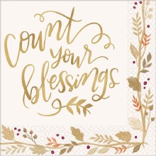 Count Your Blessing Beverage Napkin ~ 36 Pack