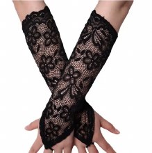 Black Lace Fingerless Gloves
