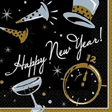 New Years Black Tie Beverage Napkins