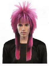 Pink/Black Rocker Mullet Wig