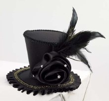 Hat Top Mini BLK w/Rose