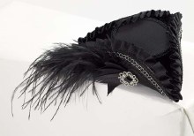 Pirate Hat Mini Blk Slv Trim