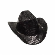 Hat Cowboy Blk Sequin Mini