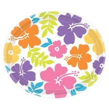 Hibiscus White Oval Plates 18ct