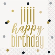 Metallic HBD Bev Napkin 16ct