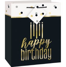 Gift Bag HB Met Gld/Sv/Bk Med