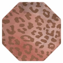 Rose Gold Leopard 7" Octogonal Plates