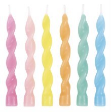 Candles Swirl Pastell Asst 6pk