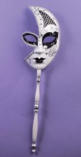Mask Half on Stick Wht/Slv/Blk