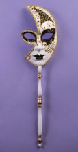 Mask Half on Stick Wht/Gld/Blk