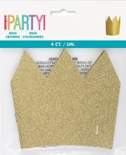 Crowns Mini Gld Glitter 4pk