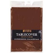Chocolate Brown Round Plastic Tablecover