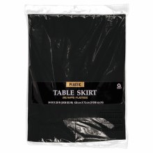 Jet Black Plastic Table Skirt