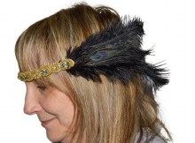 20's Black Feather Headband
